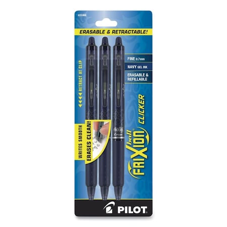 Coolcrafts 0.7 mm FriXion Clicker Erasable Gel Pen, Navy Blue, 3PK CO3753069